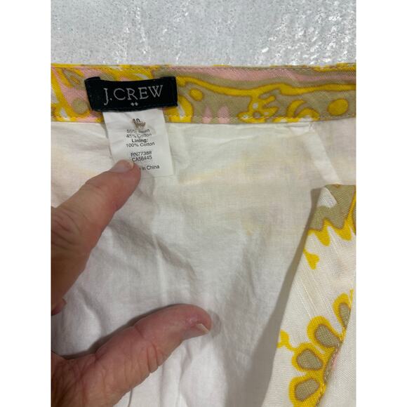 J.Crew Linen Cotton Boho Tunic Dress Yellow Pink Medallion Print Size 10 - Picture 7 of 8